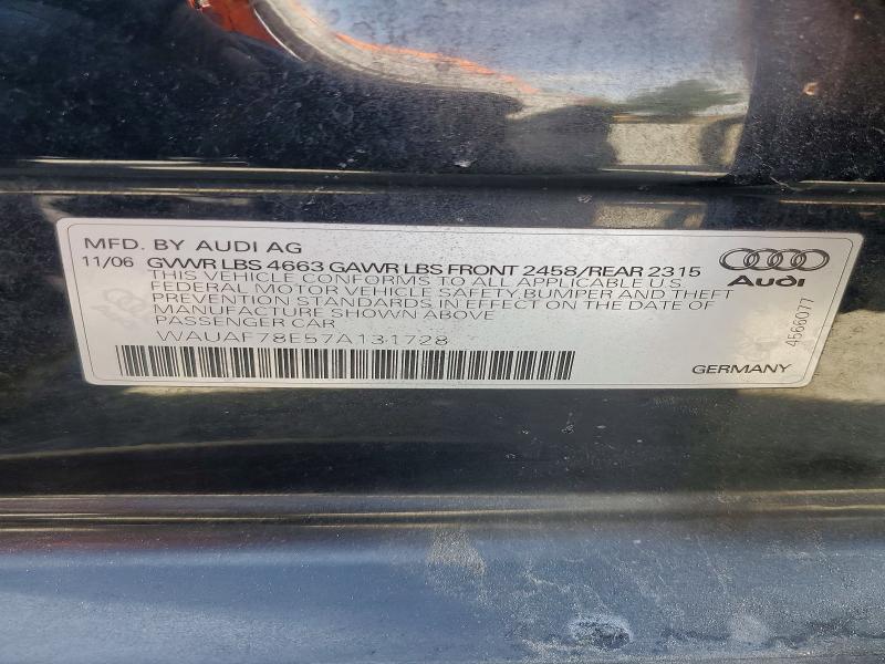 49441486 :رقم المزاد ، WAUAF78E57A131728 vin ، 2007 Audi A4 مزاد بيع