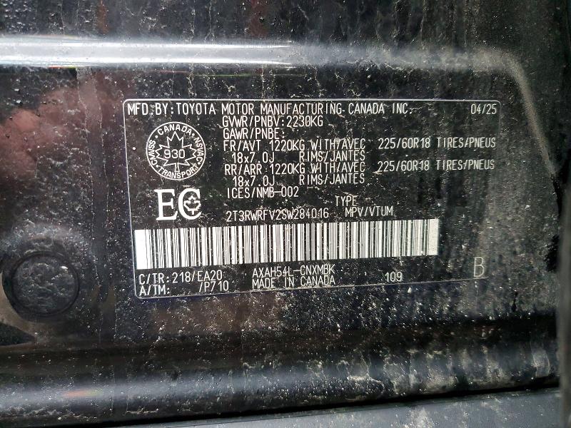49798956 :رقم المزاد ، 2T3RWRFV2SW284016 vin ، 2025 Toyota Rav4 Hybrid مزاد بيع
