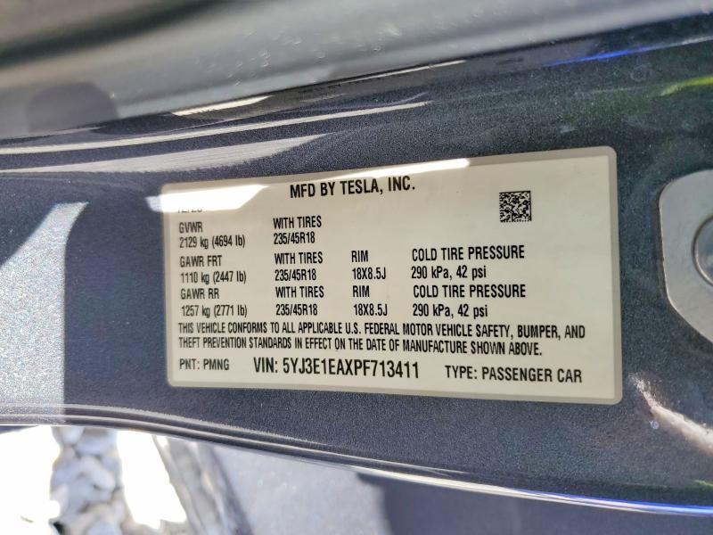 Aukcja sprzedaży 2023 Tesla Model 3, vin: 5YJ3E1EAXPF713411, numer aukcji: 51355556