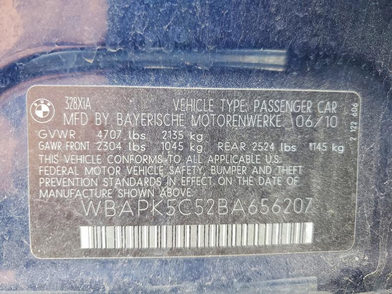 2011 Bmw 328 მანქანა იყიდება აუქციონზე, vin: WBAPK5C52BA656207, აუქციონის ნომერი: 49734176
