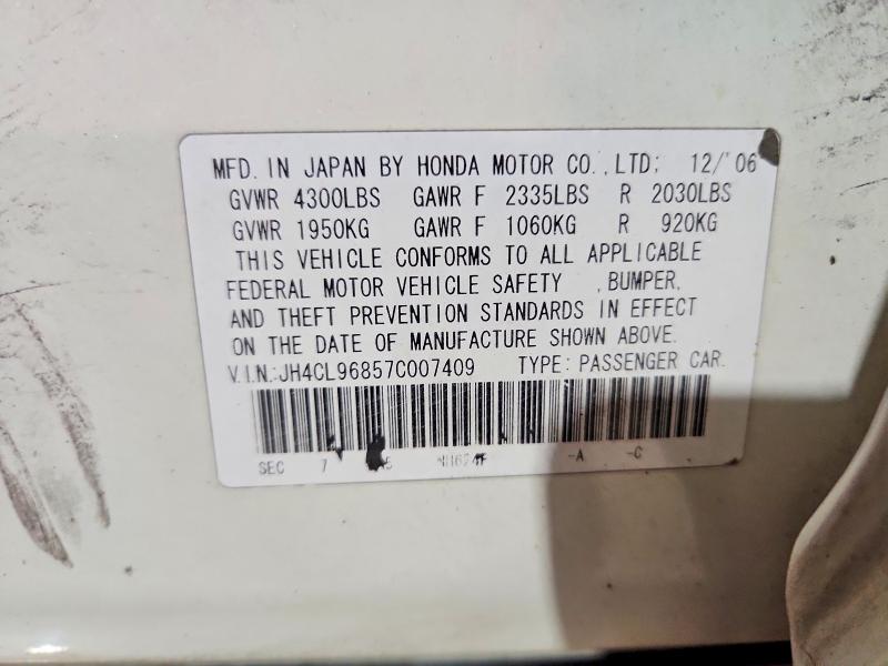 49430476 :رقم المزاد ، JH4CL96857C007409 vin ، 2007 Acura Tsx مزاد بيع