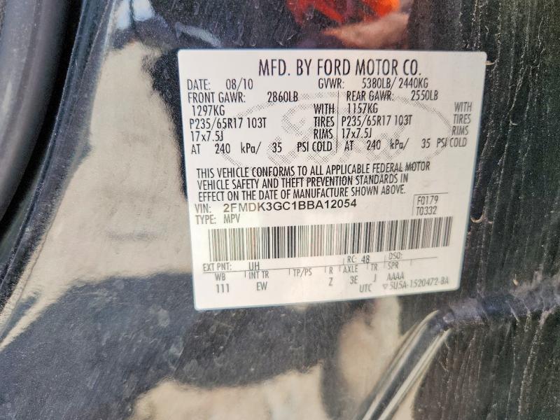 48198086 :رقم المزاد ، 2FMDK3GC1BBA12054 vin ، 2011 Ford Edge مزاد بيع