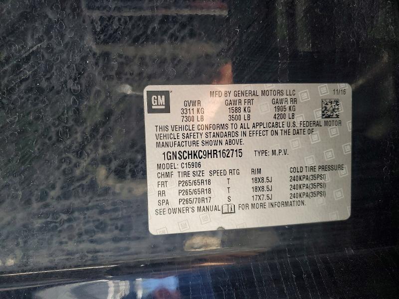 Aukcja sprzedaży 2017 Chev Suburban Ls 1500, vin: 1GNSCHKC9HR162715, numer aukcji: 51200226