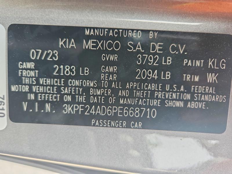 2023 Kia Forte მანქანა იყიდება აუქციონზე, vin: 3KPF24AD6PE668710, აუქციონის ნომერი: 51055526