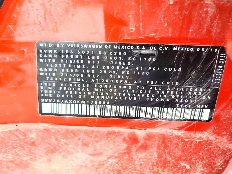 Aukcja sprzedaży 2019 Volkswagen Tiguan, vin: 3VV2B7AX0KM175664, numer aukcji: 49801226