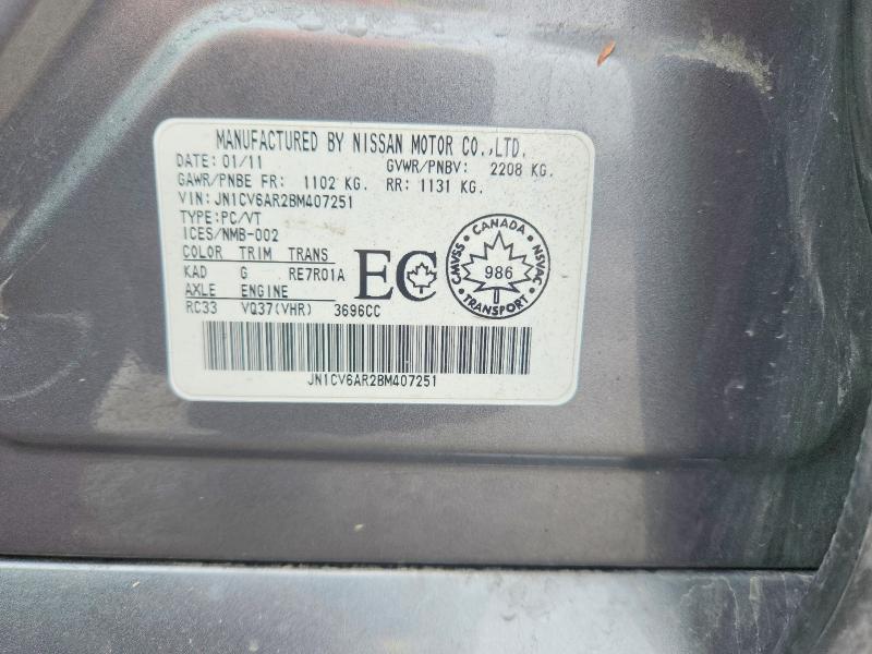 Aukcja sprzedaży 2011 Infiniti G37 Sedan, vin: JN1CV6AR2BM407251, numer aukcji: 49778606