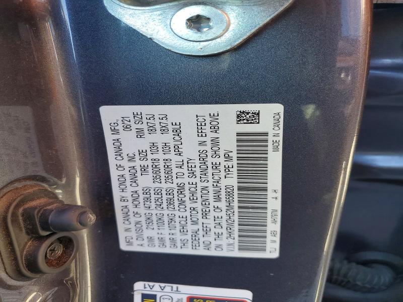 2021 Honda Cr-v მანქანა იყიდება აუქციონზე, vin: 2HKRW2H52MH658820, აუქციონის ნომერი: 49062036