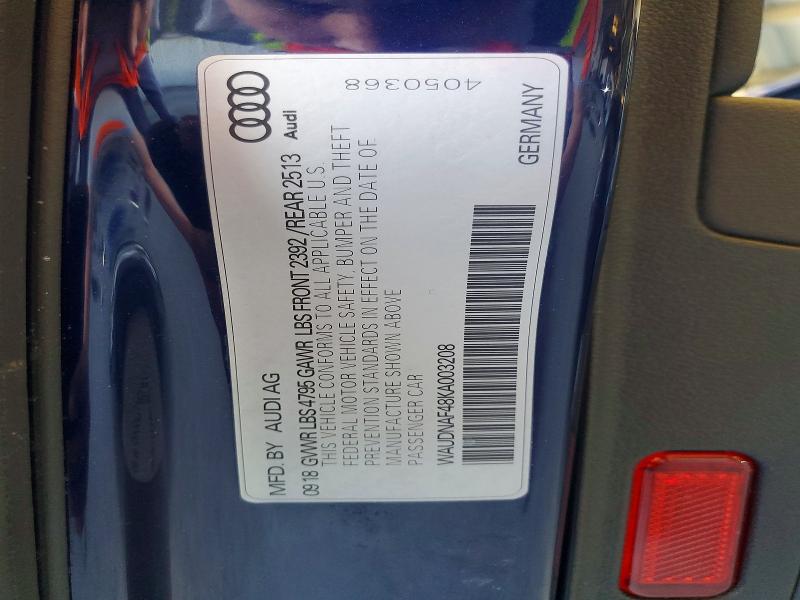 Aukcja sprzedaży 2019 Audi A4, vin: WAUDNAF48KA003208, numer aukcji: 50349346
