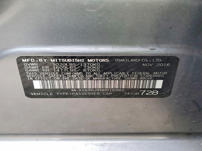 Aukcja sprzedaży 2017 Mitsubishi Mirage, vin: ML32A3HJ4HH016982, numer aukcji: 48195736
