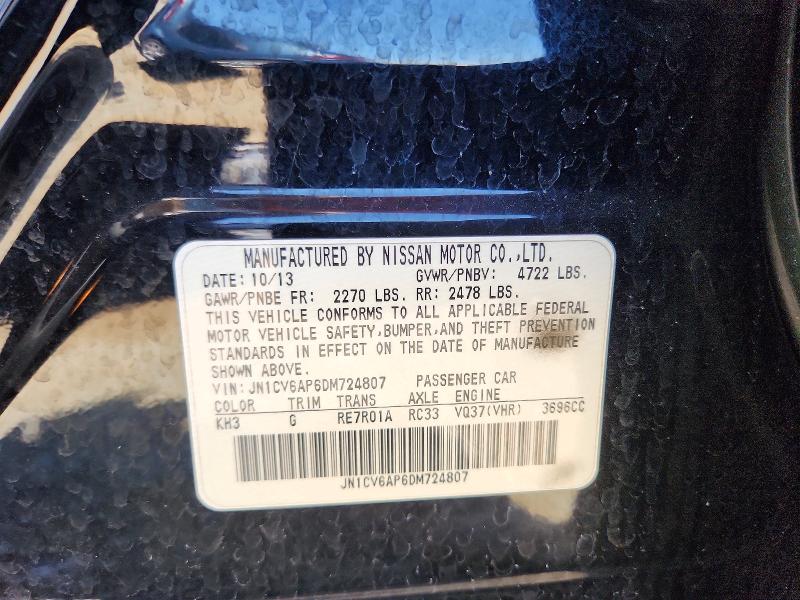 Aukcja sprzedaży 2013 Infiniti G37 Sedan, vin: JN1CV6AP6DM724807, numer aukcji: 49322846