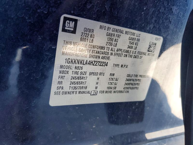Aukcja sprzedaży 2017 Gmc Acadia, vin: 1GKKNKLA4HZ272234, numer aukcji: 48913296
