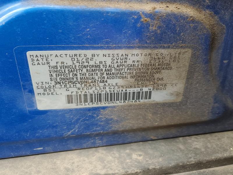 Продаж на аукціоні авто 2022 Nissan Kicks, vin: 3N1CP5CV0NL487484, номер лоту: 48950556