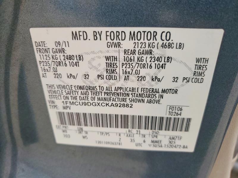 Продаж на аукціоні авто 2012 Ford Escape, vin: 1FMCU9DGXCKA92882, номер лоту: 50888896