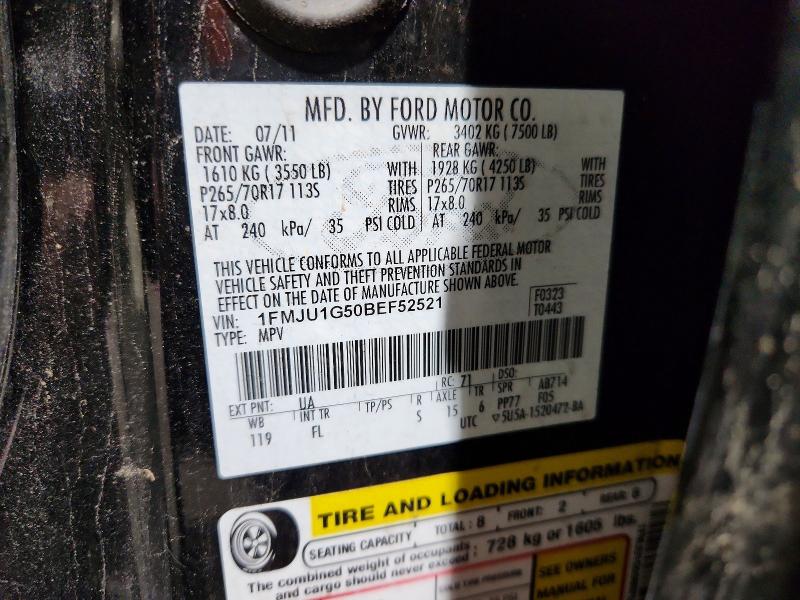 Aukcja sprzedaży 2011 Ford Expedition, vin: 1FMJU1G50BEF52521, numer aukcji: 51286316