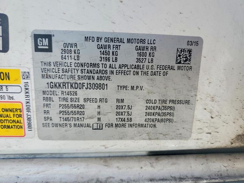 Продаж на аукціоні авто 2015 Gmc Acadia, vin: 1GKKRTKD0FJ309801, номер лоту: 48391746