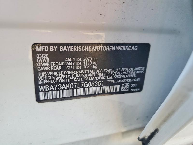 48650096 :رقم المزاد ، WBA73AK07L7G08361 vin ، 2020 Bmw 228xi مزاد بيع