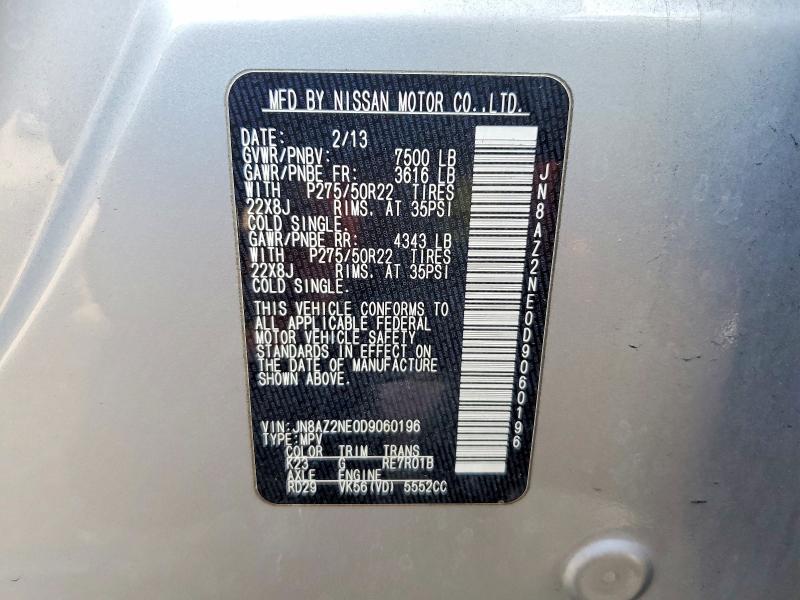 Aukcja sprzedaży 2013 Infiniti Qx56, vin: JN8AZ2NE0D9060196, numer aukcji: 50697126