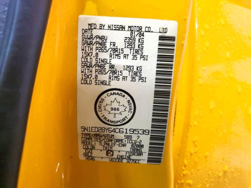 50321966 :رقم المزاد ، 5N1ED28Y64C619539 vin ، 2004 Nissan Xterra مزاد بيع
