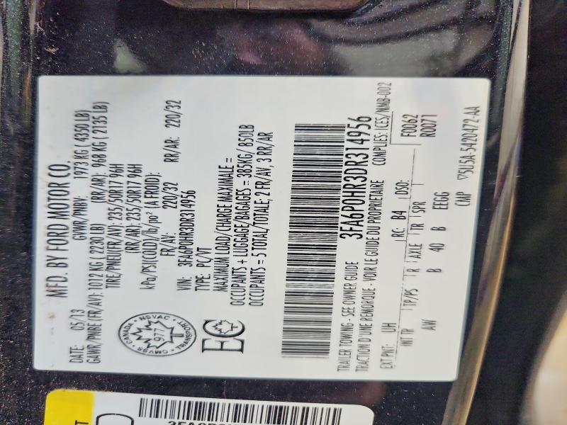 Продажа на аукционе авто 2013 Ford Fusion, vin: 3FA6P0HR3DR314956, номер лота: 46978456