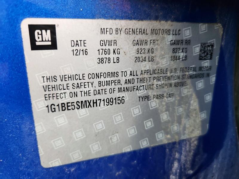48611026 :رقم المزاد ، 1G1BE5SMXH7199156 vin ، 2017 Chevrolet Cruze مزاد بيع