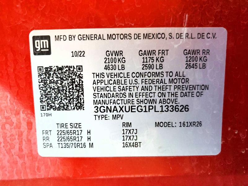 48905126 :رقم المزاد ، 3GNAXUEG1PL133626 vin ، 2023 Chevrolet Equinox مزاد بيع