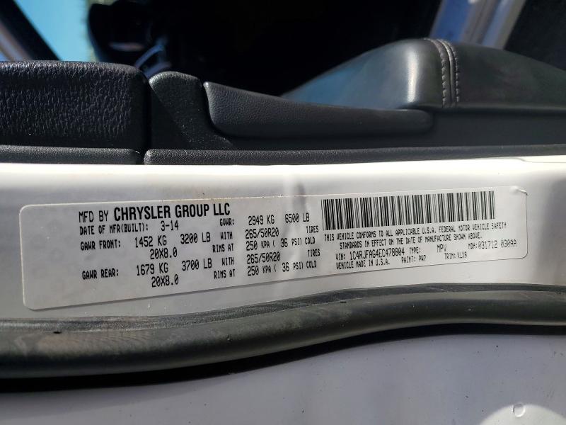 Продаж на аукціоні авто 2014 Jeep Grand Cherokee, vin: 1C4RJFAG4EC478804, номер лоту: 49049806