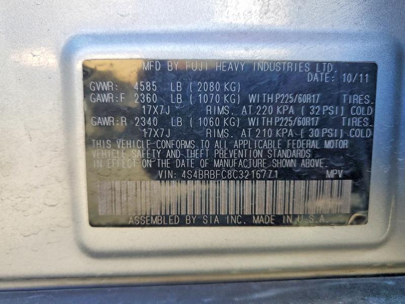 Aukcja sprzedaży 2012 Subaru Outback, vin: 4S4BRBFC8C3216771, numer aukcji: 48527346