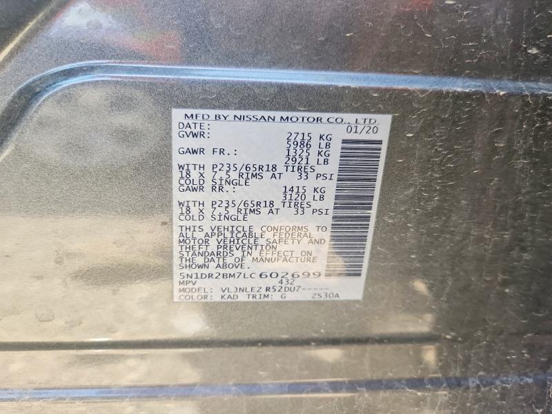 Aukcja sprzedaży 2020 Nissan Pathfinder, vin: 5N1DR2BM7LC602699, numer aukcji: 51590486