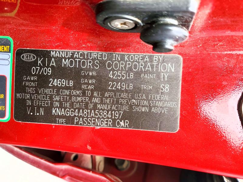 Aukcja sprzedaży 2010 Kia Optima, vin: KNAGG4A81A5384197, numer aukcji: 50277816