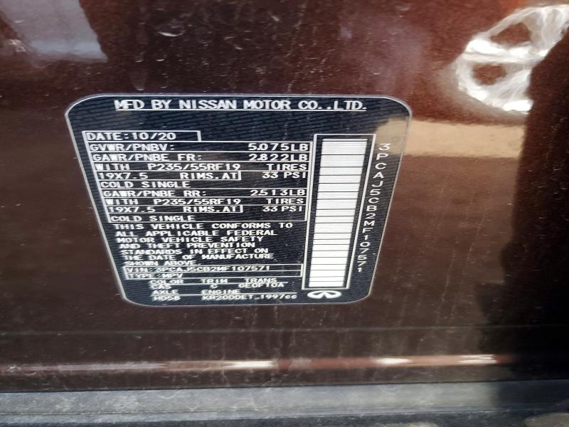 Aukcja sprzedaży 2021 Infiniti Qx50, vin: 3PCAJ5CB2MF107571, numer aukcji: 48636016