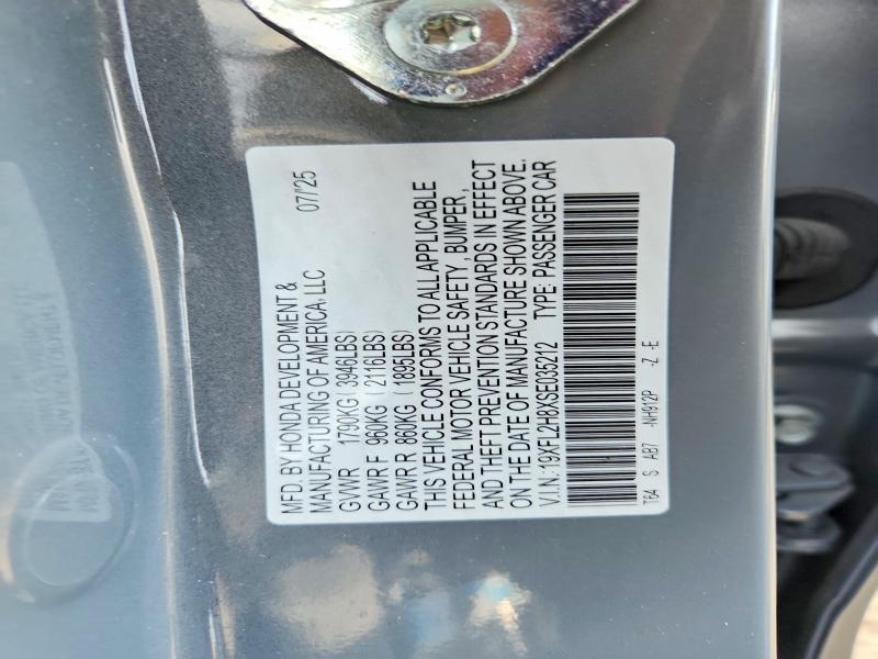 48881406 :رقم المزاد ، 19XFL2H8XSE035212 vin ، 2025 Honda Civic مزاد بيع