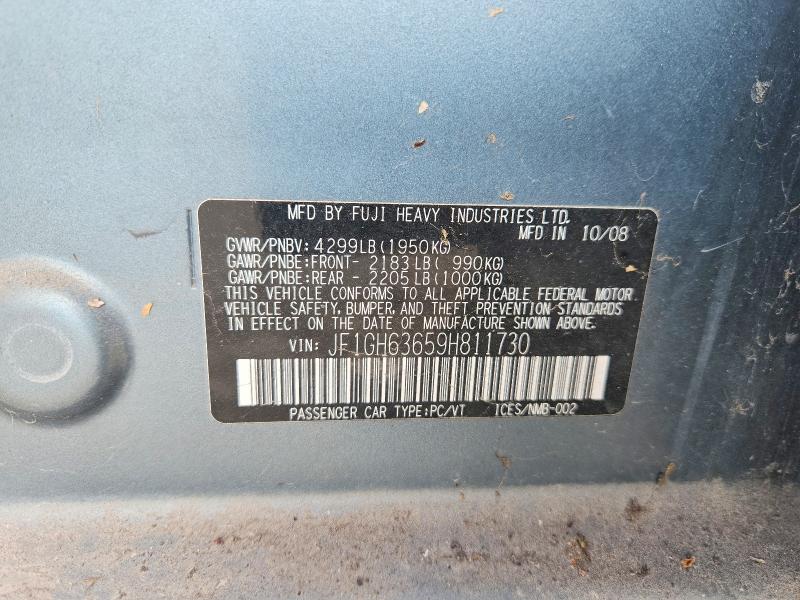 Aukcja sprzedaży 2009 Subaru Impreza, vin: JF1GH63659H811730, numer aukcji: 51925656