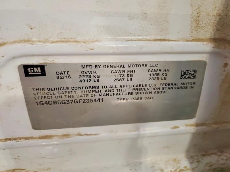 2016 Buick Lacrosse მანქანა იყიდება აუქციონზე, vin: 1G4GB5G37GF235441, აუქციონის ნომერი: 49927476