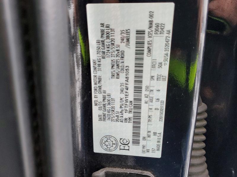 2015 Ford F150 მანქანა იყიდება აუქციონზე, vin: 1FTFW1EF4FFA81053, აუქციონის ნომერი: 47543776