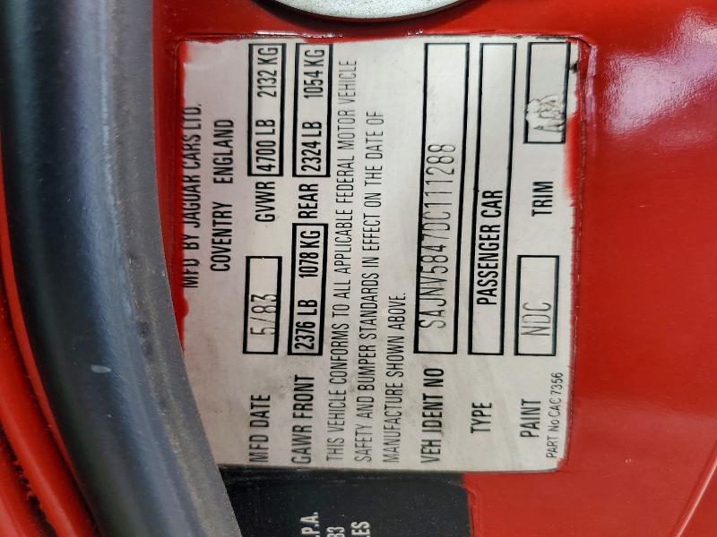 Продаж на аукціоні авто 1983 Jaguar Xjs, vin: SAJNV5847DC111288, номер лоту: 49479586