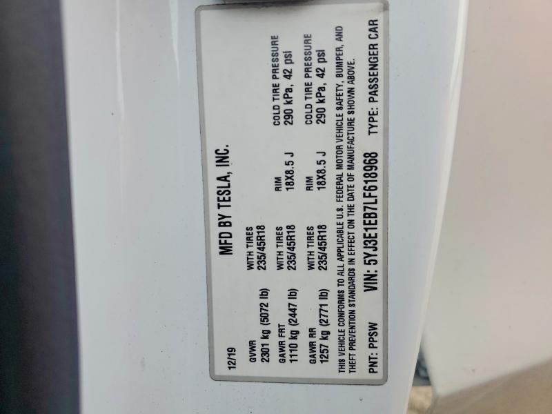 Продажа на аукционе авто 2020 Tesla Model 3, vin: 5YJ3E1EB7LF618968, номер лота: 51340606
