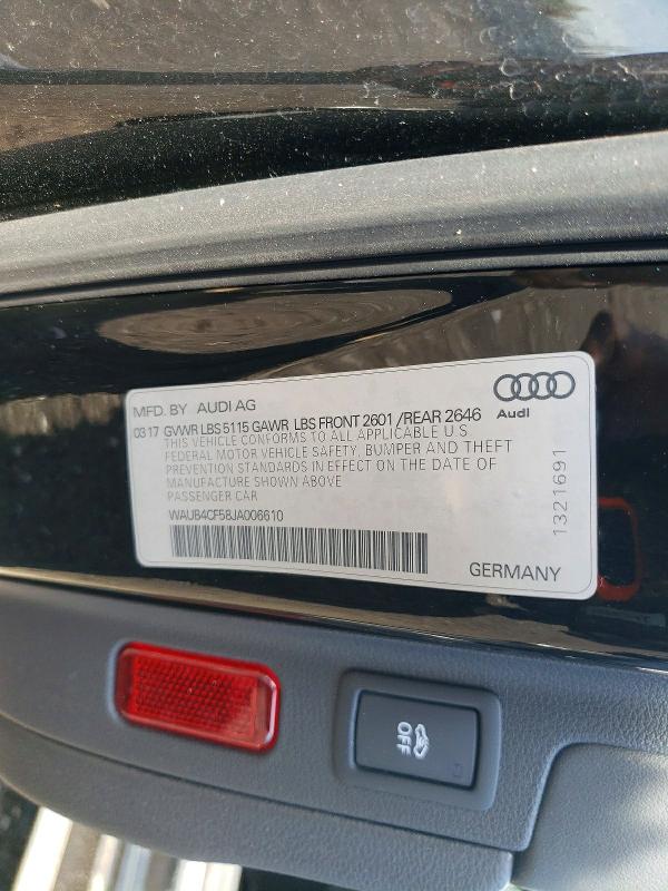 49884206 :رقم المزاد ، WAUB4CF58JA006610 vin ، 2018 Audi S5 مزاد بيع