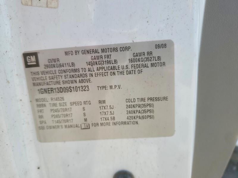 2009 Chevrolet Traverse 4d 2lt მანქანა იყიდება აუქციონზე, vin: 1GNER13D09S101323, აუქციონის ნომერი: 49050126