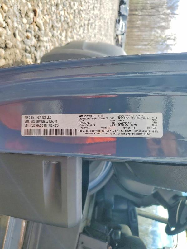 97180665 :رقم المزاد ، 3C6URVJG9LE136081 vin ، 2020 Ram Promaster 3500 مزاد بيع