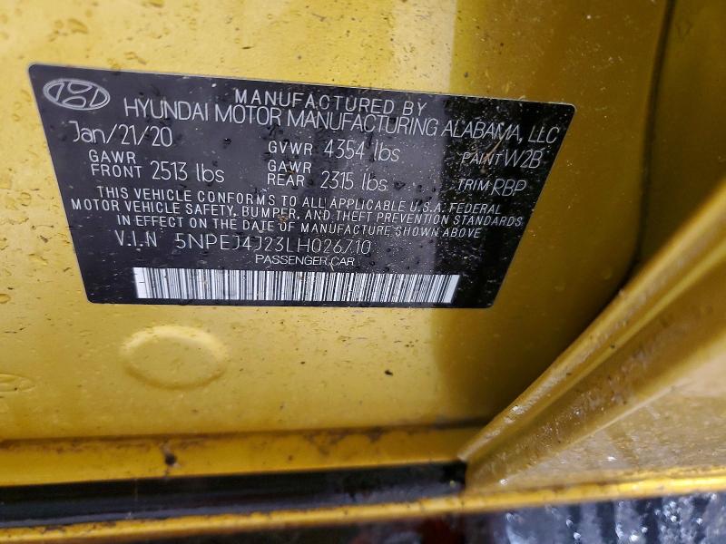 Продаж на аукціоні авто 2020 Hyundai Sonata, vin: 5NPEJ4J23LH026710, номер лоту: 49051776