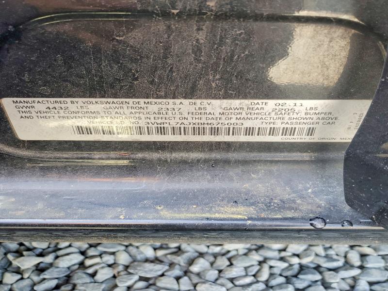 2011 Volkswagen Jetta მანქანა იყიდება აუქციონზე, vin: 3VWPL7AJXBM675003, აუქციონის ნომერი: 50140266