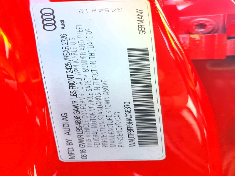 2017 Audi A3 მანქანა იყიდება აუქციონზე, vin: WAUTPBFF9HA036370, აუქციონის ნომერი: 50788646