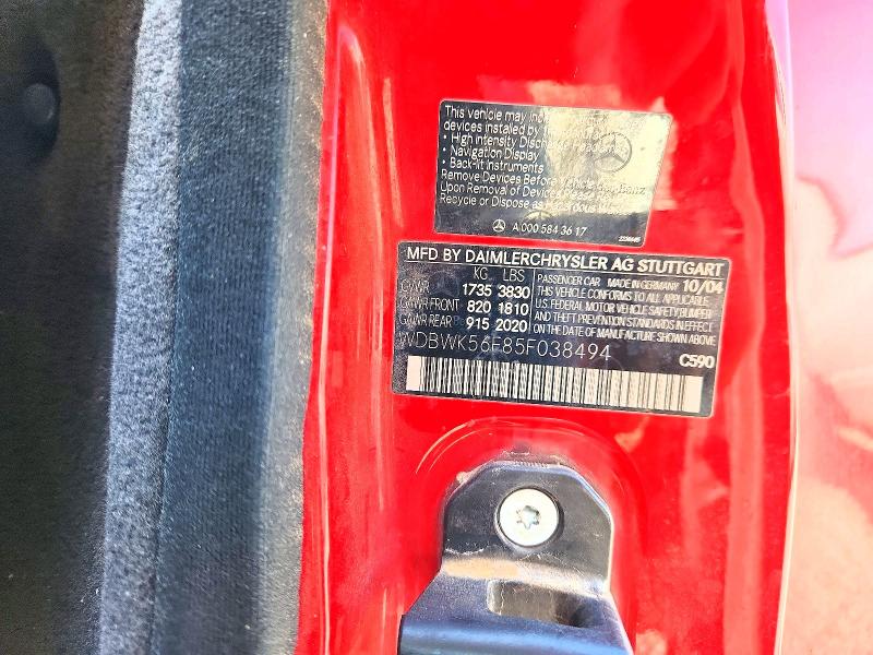 49252646 :رقم المزاد ، WDBWK56F85F038494 vin ، 2005 Mercedes-benz Slk مزاد بيع
