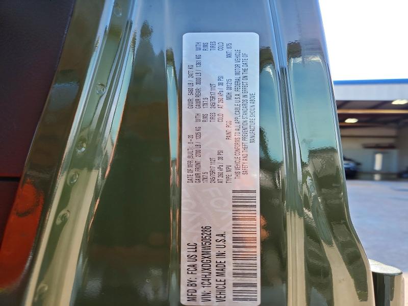 50607366 :رقم المزاد ، 1C4HJXDGXMW505286 vin ، 2021 Jeep Wrangler Unlimited مزاد بيع