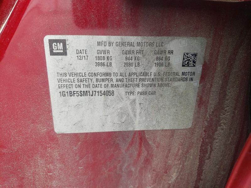 2018 Chevrolet Cruze მანქანა იყიდება აუქციონზე, vin: 1G1BF5SM1J7154058, აუქციონის ნომერი: 51722636