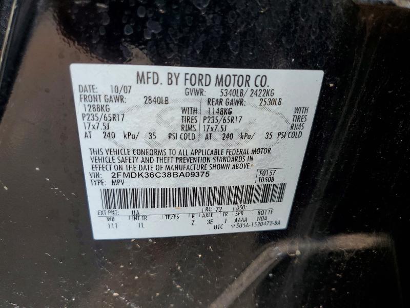 Продажа на аукционе авто 2008 Ford Edge, vin: 2FMDK36C38BA09375, номер лота: 51377696