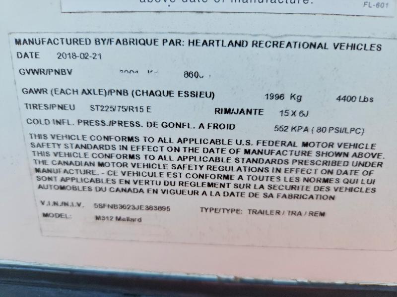Продаж на аукціоні авто 2018 Heartland Mallard, vin: 5SFNB3623JE383895, номер лоту: 48489926