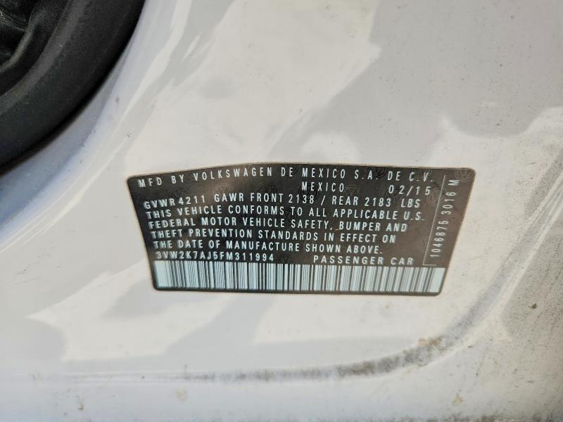 Продажа на аукционе авто 2015 Volkswagen Jetta, vin: 3VW2K7AJ5FM311994, номер лота: 50746626
