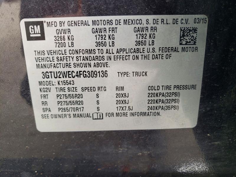 Продажа на аукционе авто 2015 Gmc Sierra, vin: 3GTU2WEC4FG309136, номер лота: 47772676