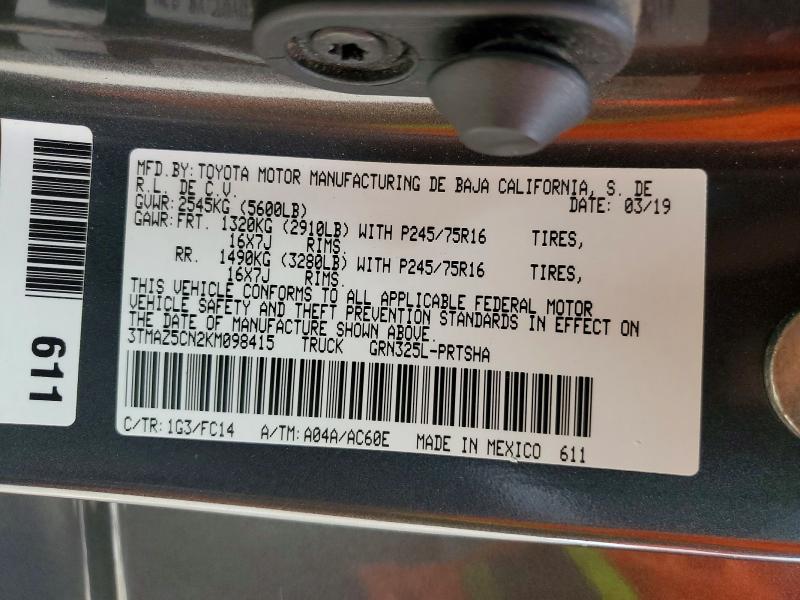 Aukcja sprzedaży 2019 Toyota Tacoma, vin: 3TMAZ5CN2KM098415, numer aukcji: 49663596